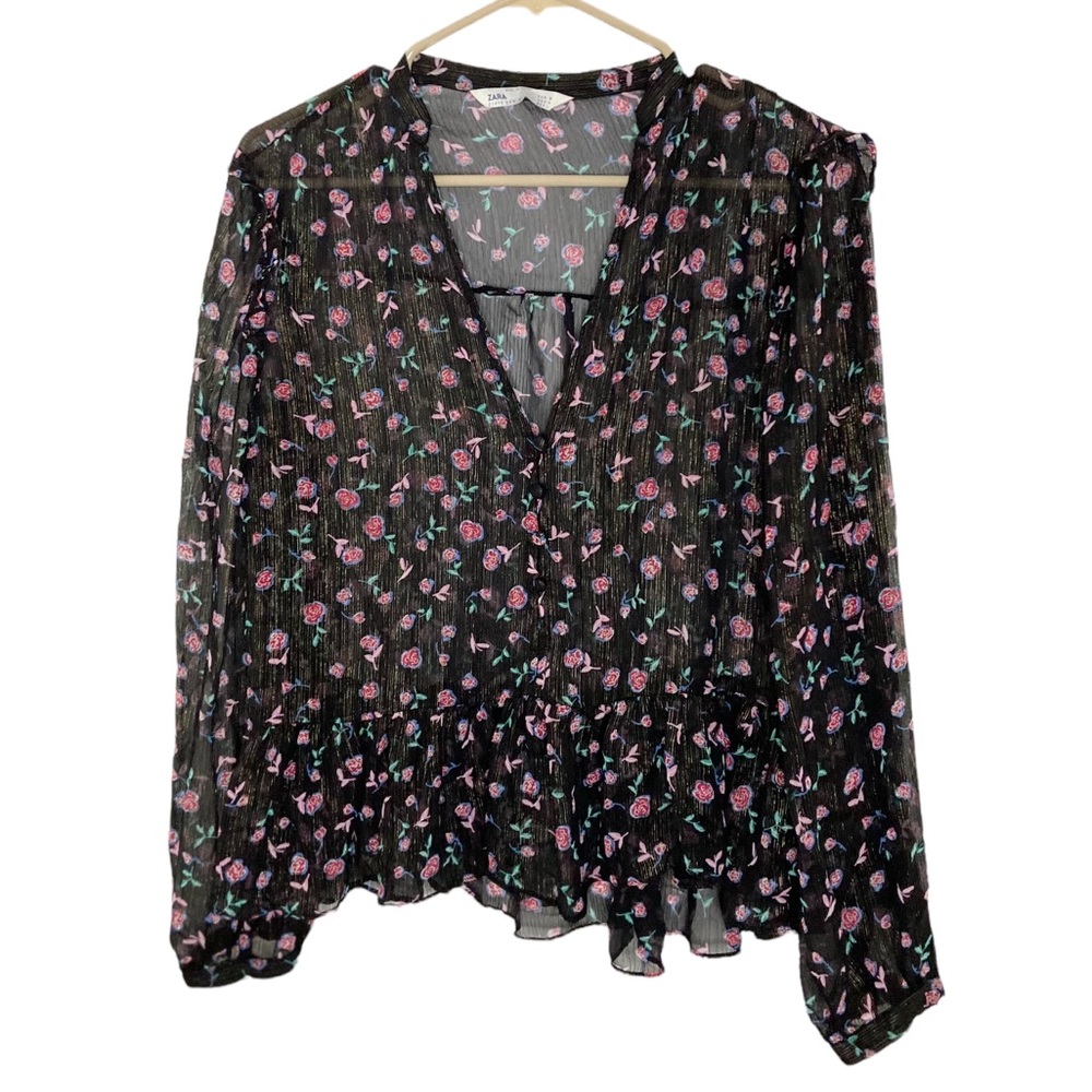 Zara sheer floral top